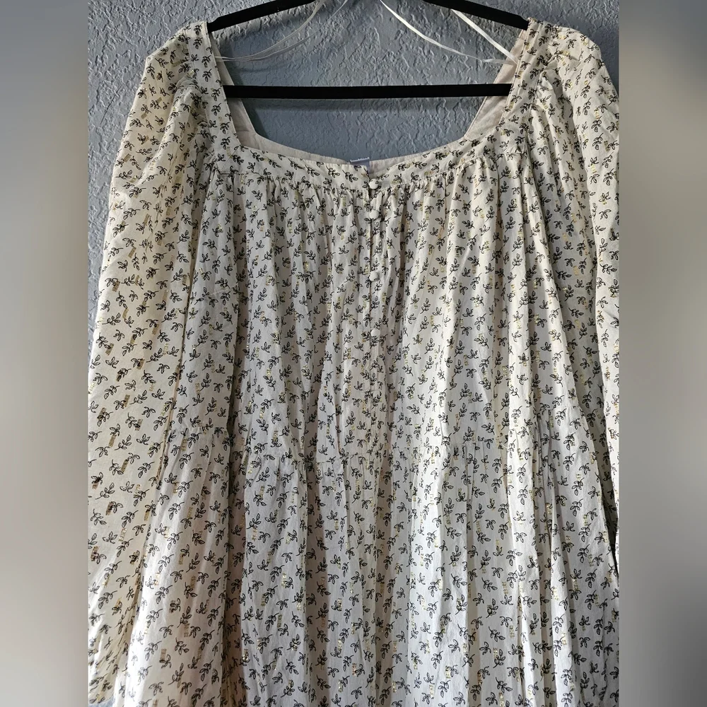 Old Navy Cream Boho Maxi Dress with Tiny Floral Print Siz3 3X - Picture 3 of 11